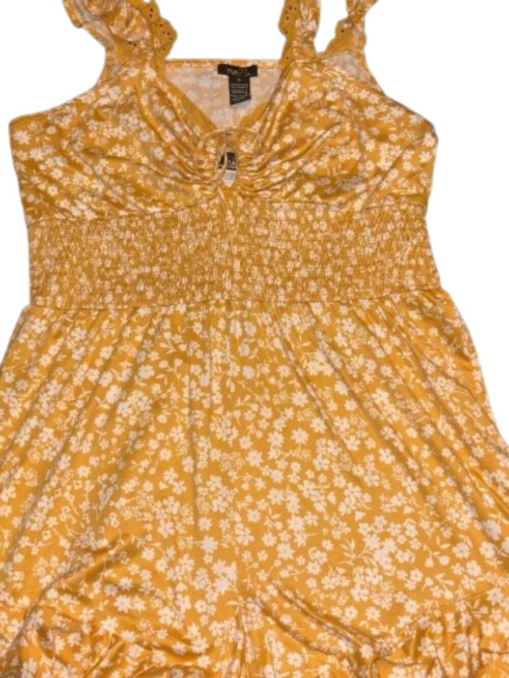 Yellow Floral Sleeveless Romper in Size XL. Preloved in Good Condition